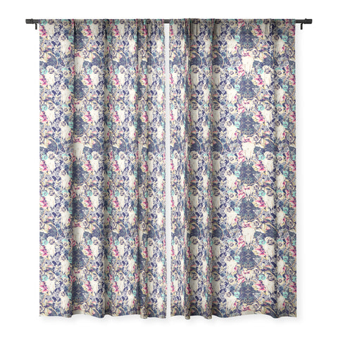 Marta Barragan Camarasa Floral Bohemian Skull Pattern Sheer Window Curtain