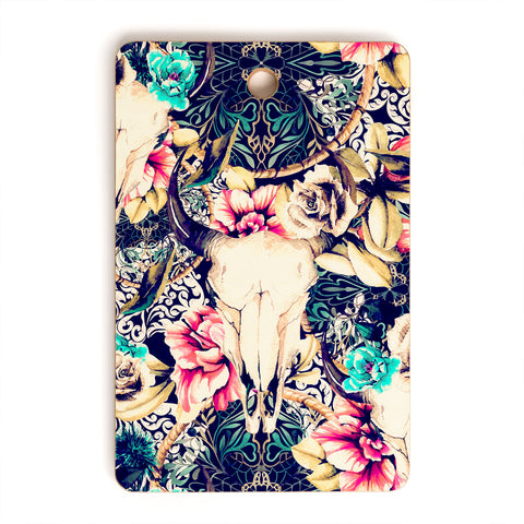 Marta Barragan Camarasa Floral Bohemian Skull Pattern Cutting Board Rectangle