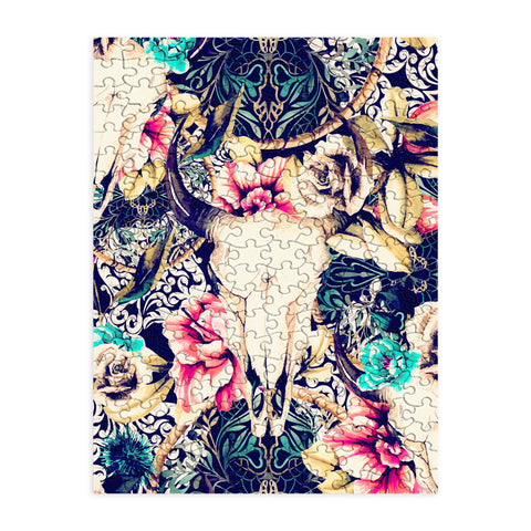 Marta Barragan Camarasa Floral Bohemian Skull Pattern Puzzle