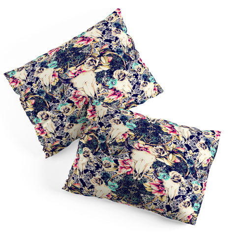 Marta Barragan Camarasa Floral Bohemian Skull Pattern Pillow Shams