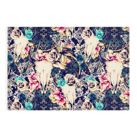 Marta Barragan Camarasa Floral Bohemian Skull Pattern Outdoor Rug