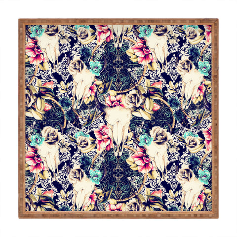 Marta Barragan Camarasa Floral Bohemian Skull Pattern Square Tray