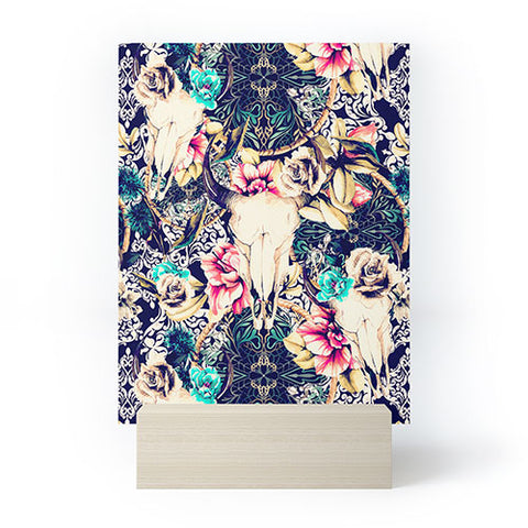 Marta Barragan Camarasa Floral Bohemian Skull Pattern Mini Art Print