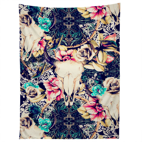 Marta Barragan Camarasa Floral Bohemian Skull Pattern Tapestry