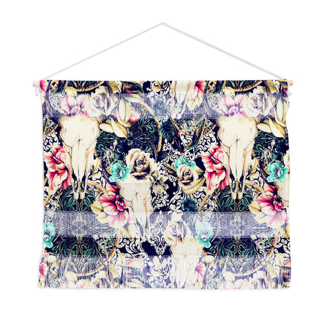 Marta Barragan Camarasa Floral Bohemian Skull Pattern Wall Hanging Landscape