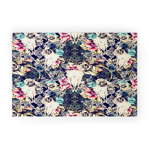 Marta Barragan Camarasa Floral Bohemian Skull Pattern Welcome Mat