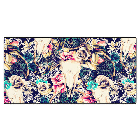 Marta Barragan Camarasa Floral Bohemian Skull Pattern Desk Mat