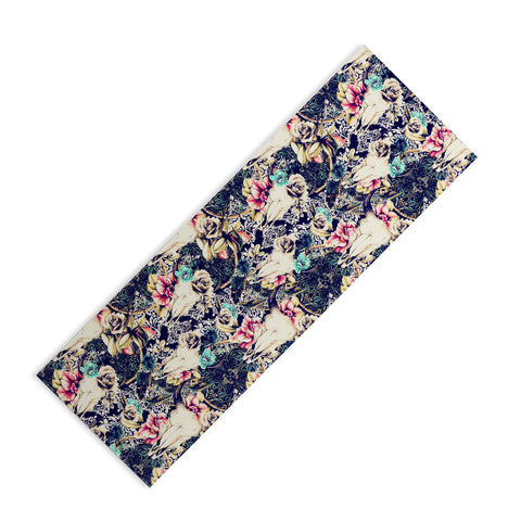 Marta Barragan Camarasa Floral Bohemian Skull Pattern Yoga Mat