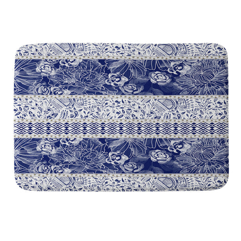 Marta Barragan Camarasa Floral Indigo Memory Foam Bath Mat