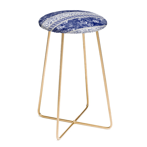 Marta Barragan Camarasa Floral Indigo Counter Stool