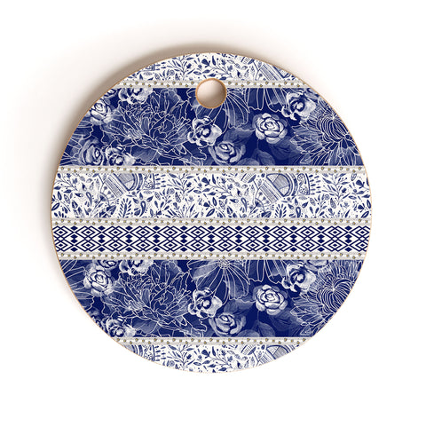 Marta Barragan Camarasa Floral Indigo Cutting Board Round