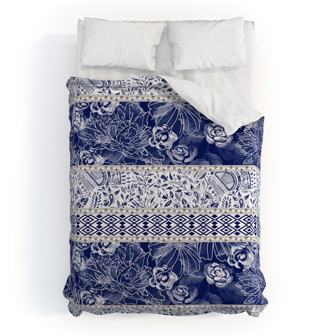 Marta Barragan Camarasa Floral Indigo Duvet Cover