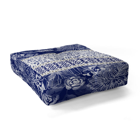 Marta Barragan Camarasa Floral Indigo Floor Pillow Square