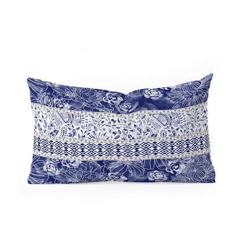 Marta Barragan Camarasa Floral Indigo Oblong Throw Pillow