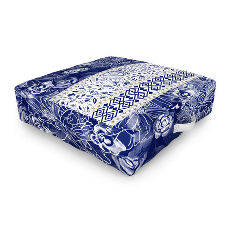 Marta Barragan Camarasa Floral Indigo Outdoor Floor Cushion