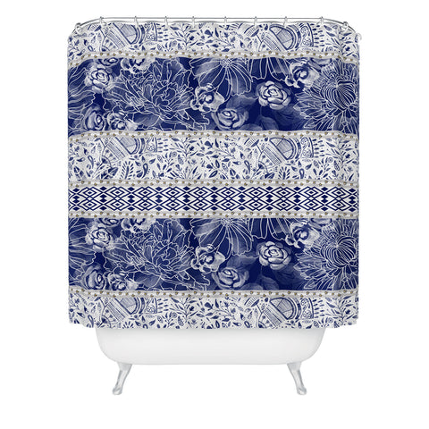 Marta Barragan Camarasa Floral Indigo Shower Curtain