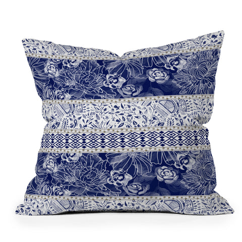 Marta Barragan Camarasa Floral Indigo Throw Pillow