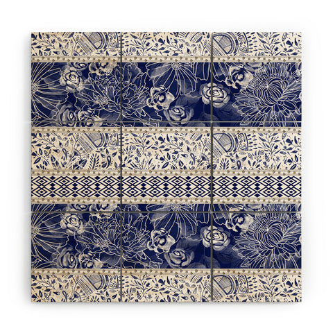 Marta Barragan Camarasa Floral Indigo Wood Wall Mural