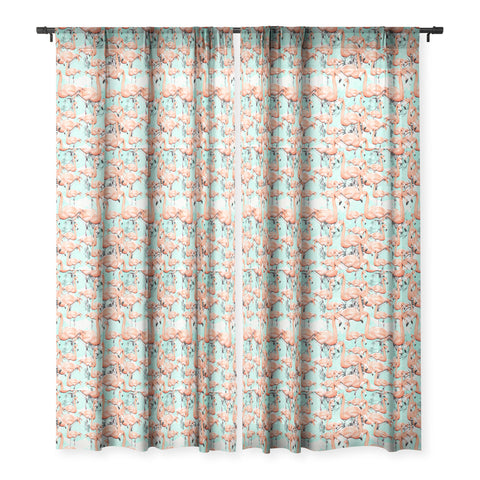 Marta Barragan Camarasa Flourishing between flamingos Sheer Window Curtain