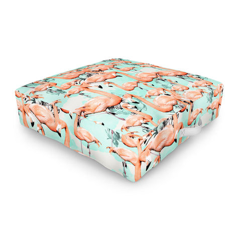 Marta Barragan Camarasa Flourishing between flamingos Outdoor Floor Cushion