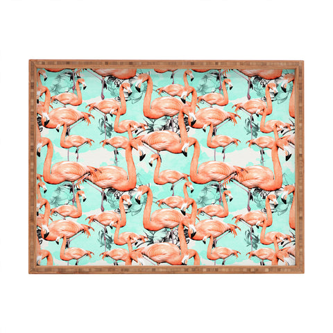 Marta Barragan Camarasa Flourishing between flamingos Rectangular Tray