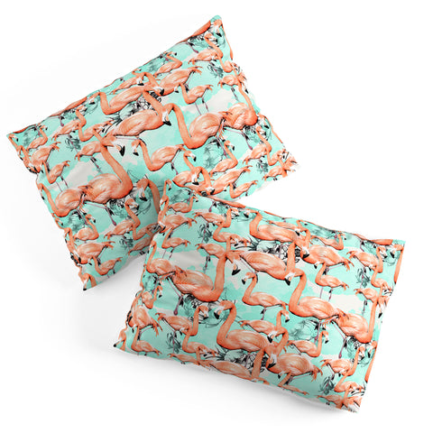 Marta Barragan Camarasa Flourishing between flamingos Pillow Shams