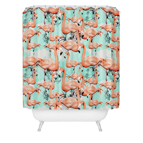 Marta Barragan Camarasa Flourishing between flamingos Shower Curtain