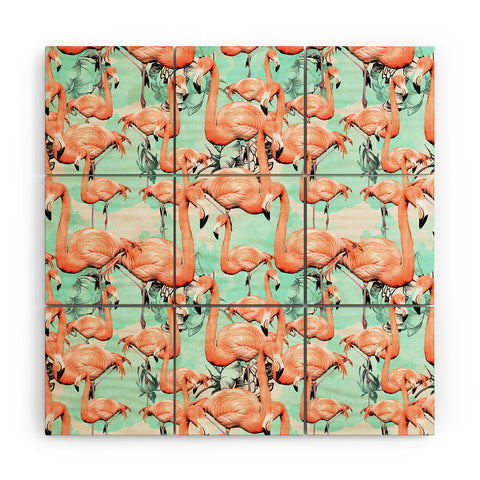 Marta Barragan Camarasa Flourishing between flamingos Wood Wall Mural