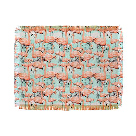 Marta Barragan Camarasa Flourishing between flamingos Throw Blanket