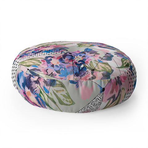 Marta Barragan Camarasa Flower geometric stroke Floor Pillow Round