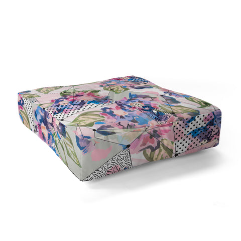 Marta Barragan Camarasa Flower geometric stroke Floor Pillow Square