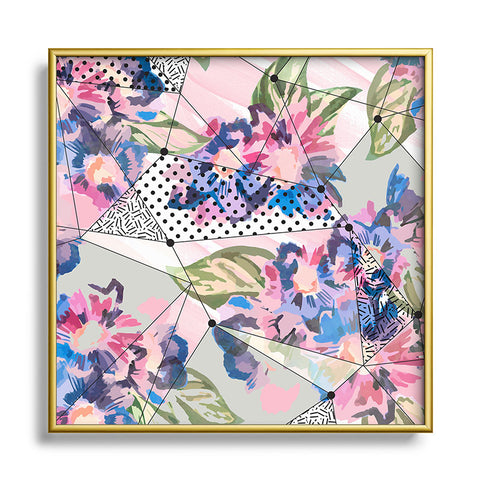 Marta Barragan Camarasa Flower geometric stroke Square Metal Framed Art Print