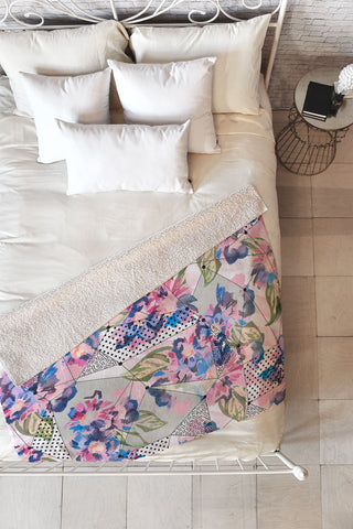 Marta Barragan Camarasa Flower geometric stroke Fleece Throw Blanket