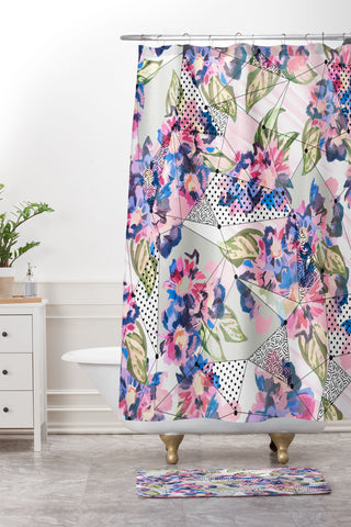 Marta Barragan Camarasa Flower geometric stroke Shower Curtain And Mat