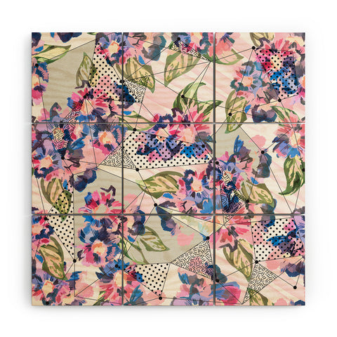 Marta Barragan Camarasa Flower geometric stroke Wood Wall Mural