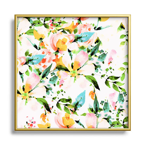 Marta Barragan Camarasa Flowered Square Metal Framed Art Print