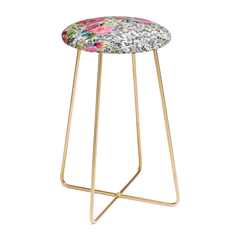 Marta Barragan Camarasa Flowered nature with geometric Counter Stool