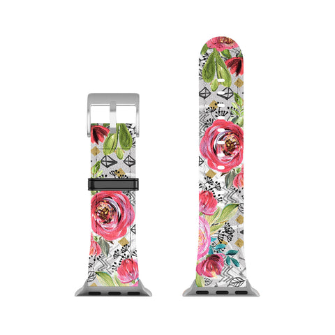 Marta Barragan Camarasa Flowered nature with geometric Apple Watch Band