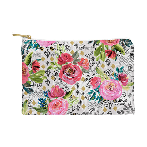 Marta Barragan Camarasa Flowered nature with geometric Pouch