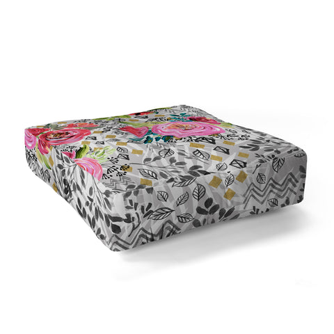 Marta Barragan Camarasa Flowered nature with geometric Floor Pillow Square