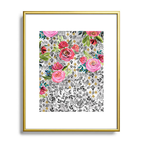 Marta Barragan Camarasa Flowered nature with geometric Metal Framed Art Print