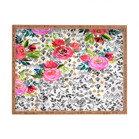 Marta Barragan Camarasa Flowered nature with geometric Rectangular Tray