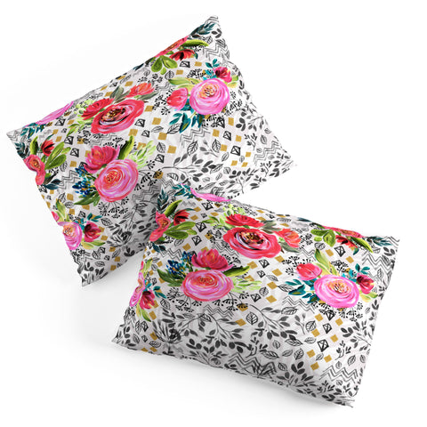 Marta Barragan Camarasa Flowered nature with geometric Pillow Shams