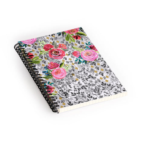 Marta Barragan Camarasa Flowered nature with geometric Spiral Notebook