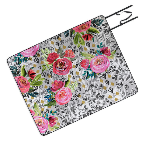Marta Barragan Camarasa Flowered nature with geometric Picnic Blanket