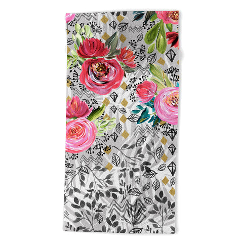 Marta Barragan Camarasa Flowered nature with geometric Beach Towel