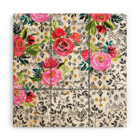 Marta Barragan Camarasa Flowered nature with geometric Wood Wall Mural