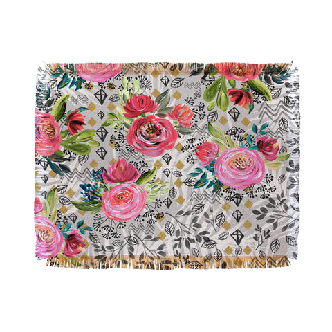 Marta Barragan Camarasa Flowered nature with geometric Throw Blanket