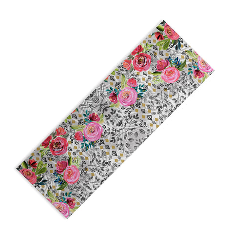 Marta Barragan Camarasa Flowered nature with geometric Yoga Mat