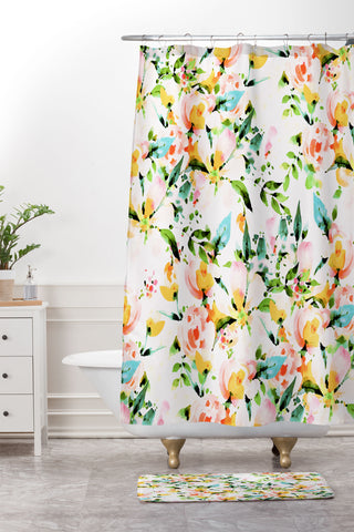 Marta Barragan Camarasa Flowered Shower Curtain And Mat